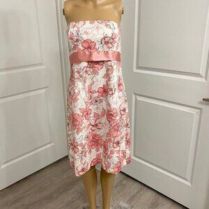 Floral Strapless Dress. Pink/White. Medium. Special Occasion. Wedding. Party.